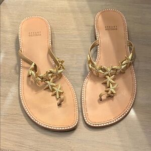 Stuart Weitzman Gold Starfish Embellished Sandals